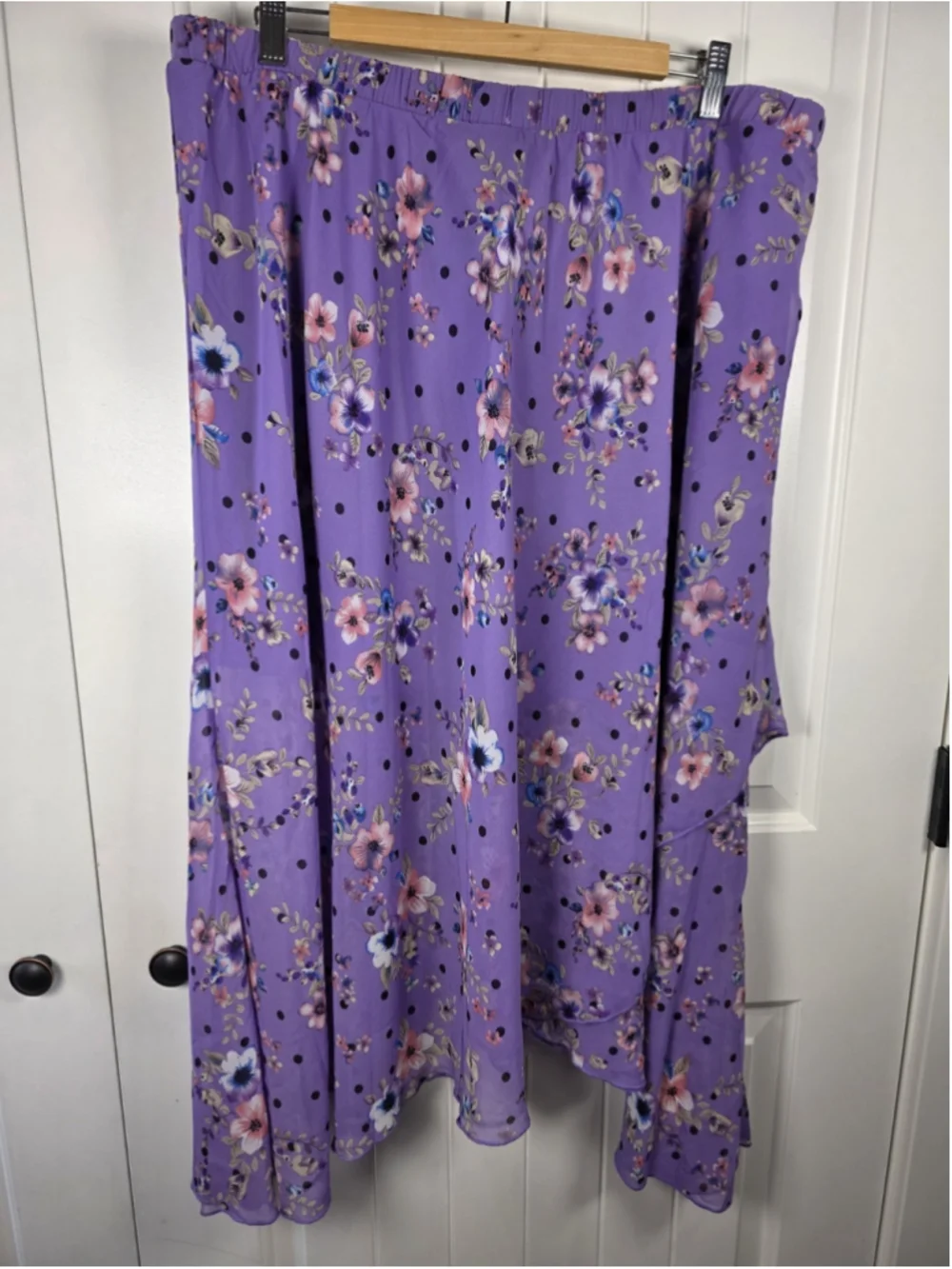 Anthony Original Sz 1X NWT 2 pc Purple Floral Embroidered Tunic Chiffon Skirt